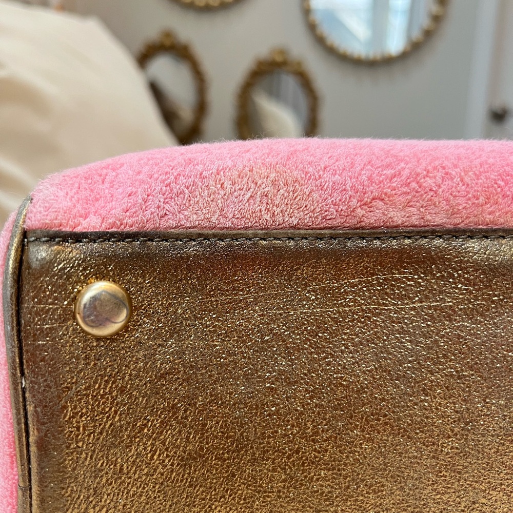 🌴 RARE Y2K Vintage Juicy Couture Isle De Juicy Terry Cloth Satchel - Pink & Gold - Picture 8 of 16